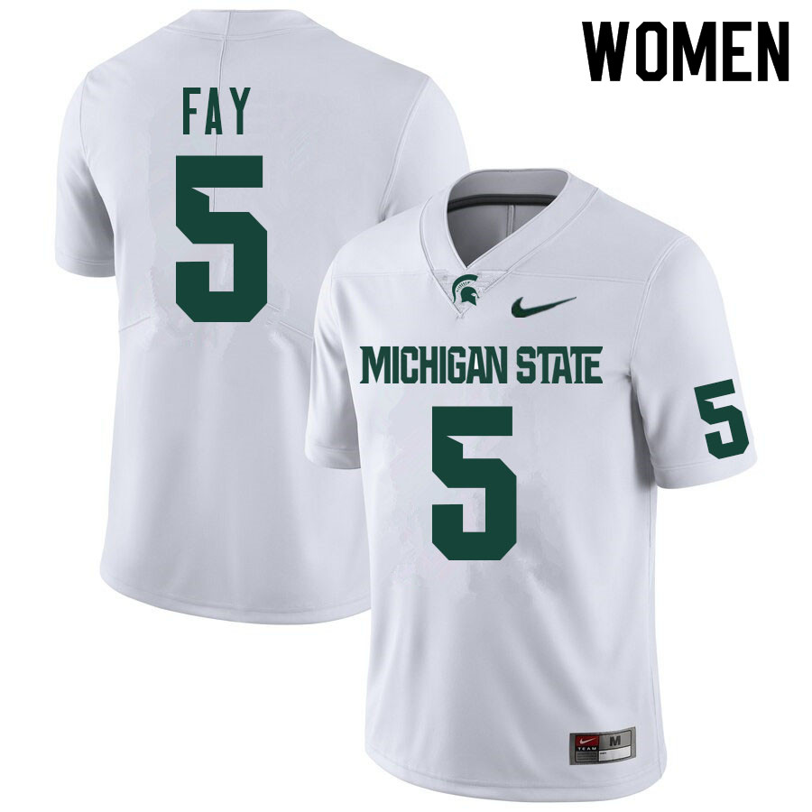 Women #5 Hamp Fay Michigan State Spartans College Football Jerseys Sale-White